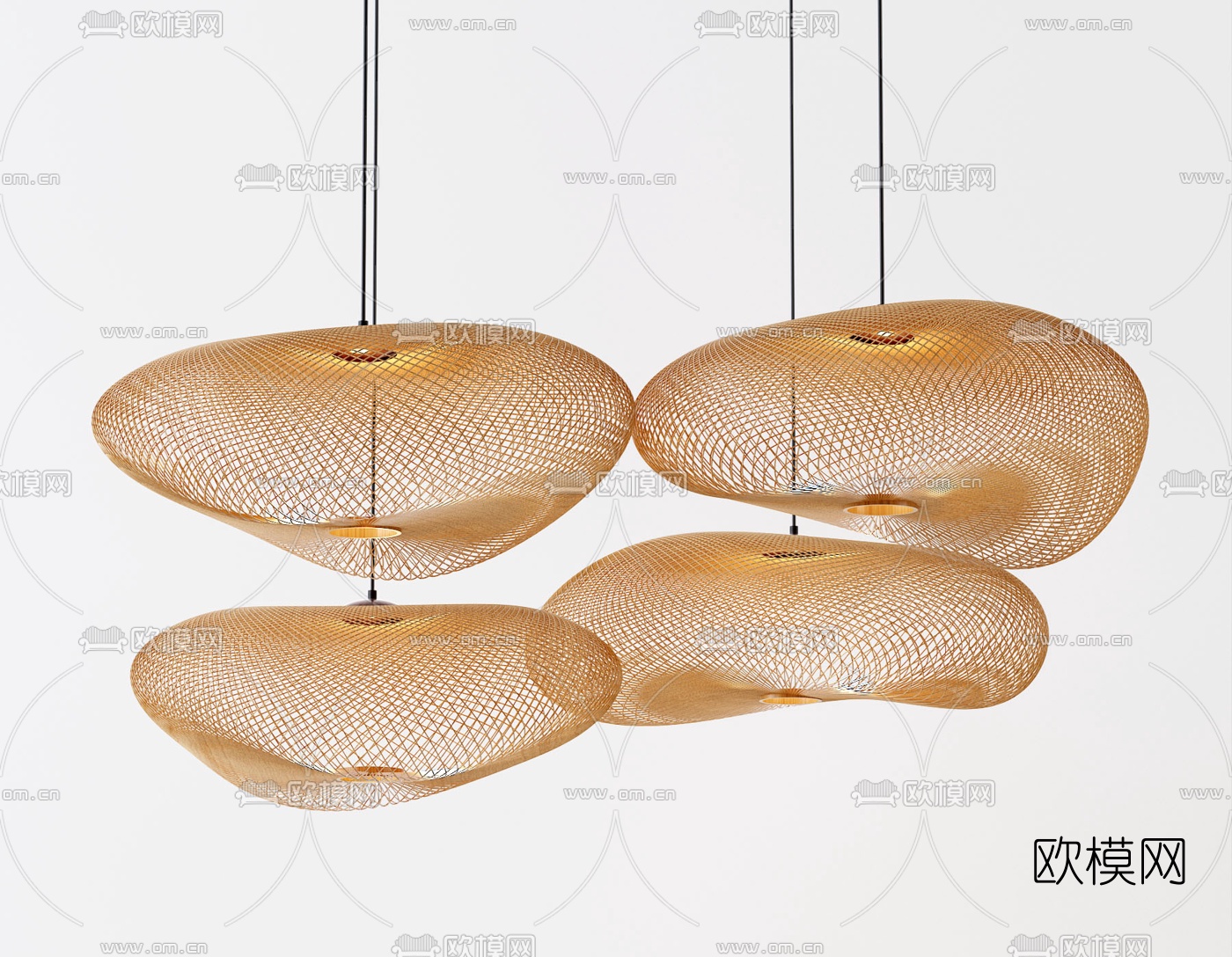 东南亚竹编吊灯3d模型下载