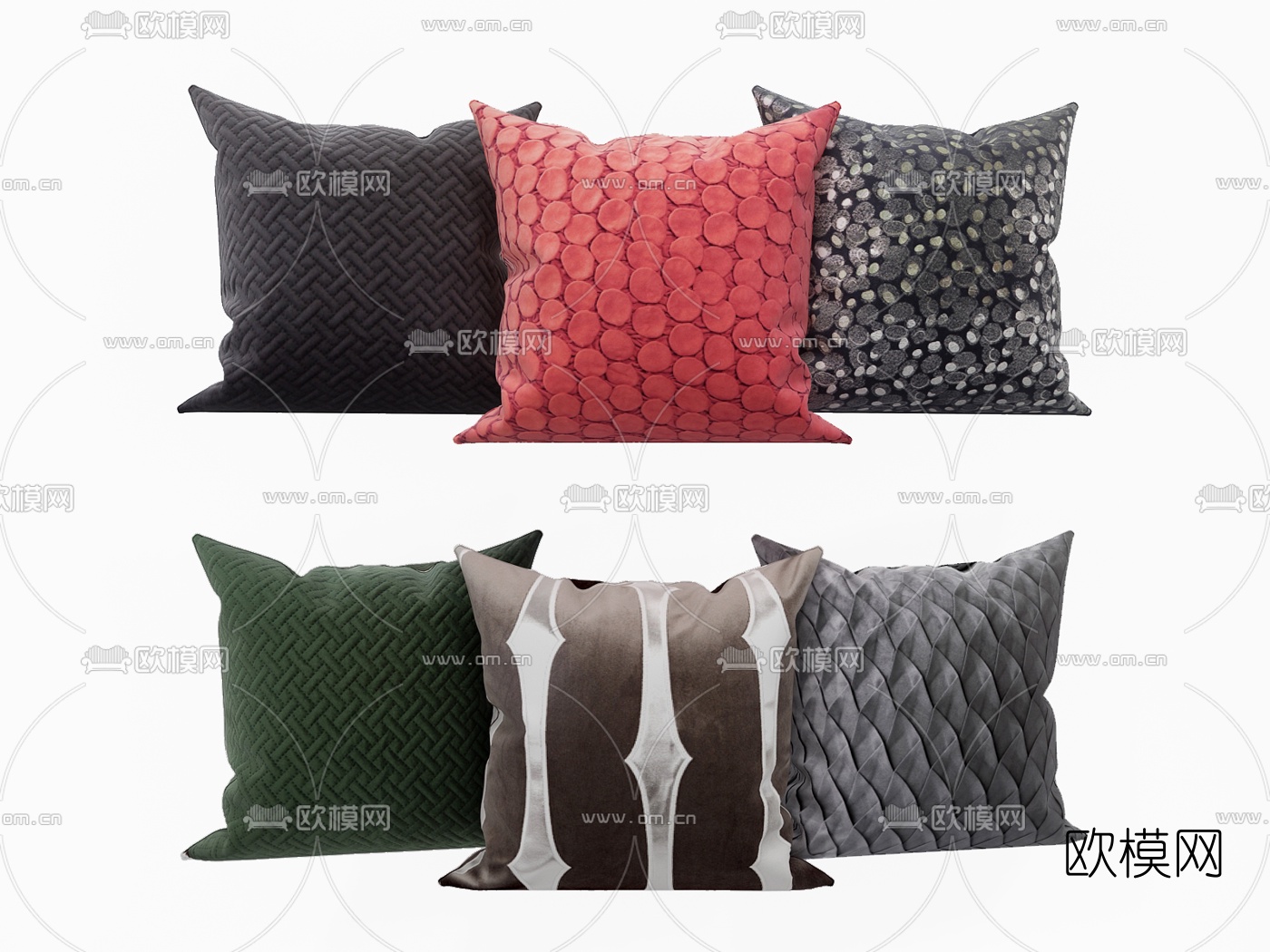 现代布艺抱枕3d模型下载