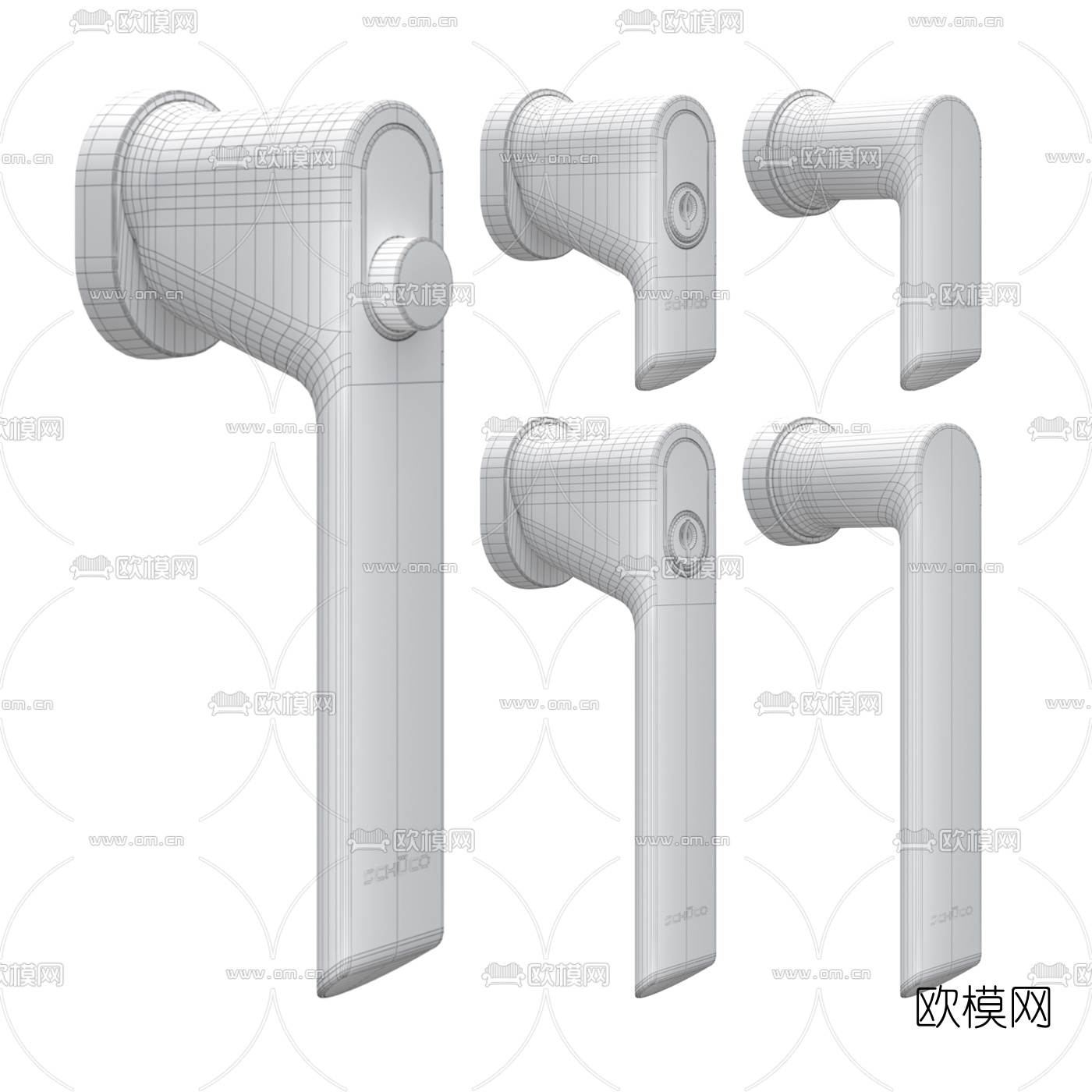 现代不锈钢窗户把手拉手3d模型