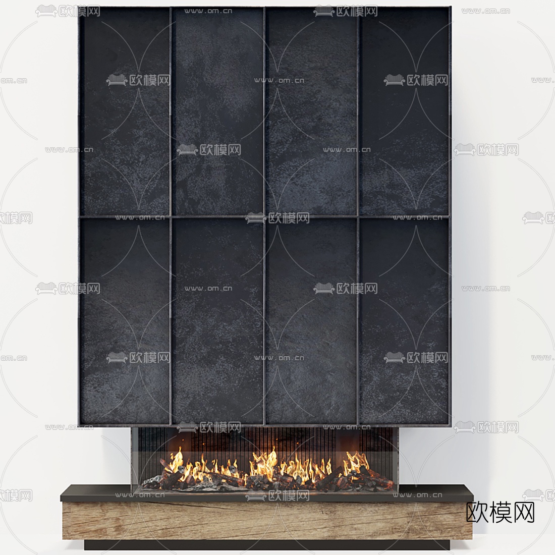 现代壁炉3d模型下载（渲染图2）