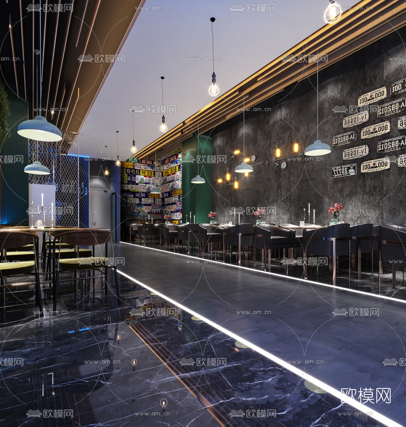 工业风火锅店3d模型