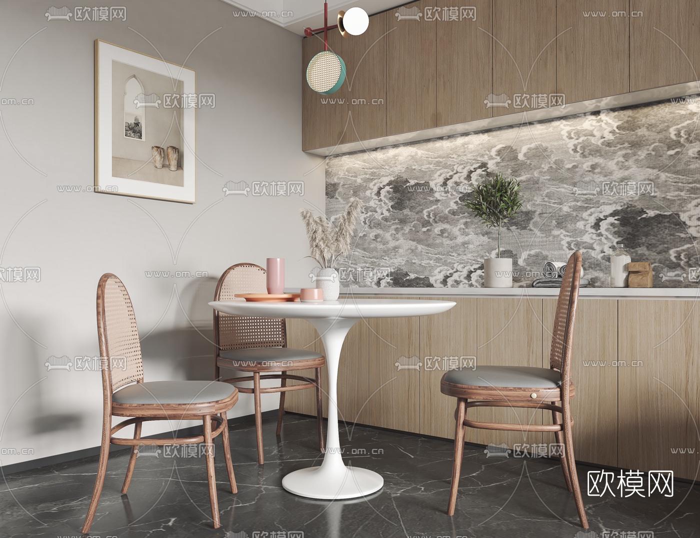 北欧客厅餐厅3d模型下载（渲染图3）