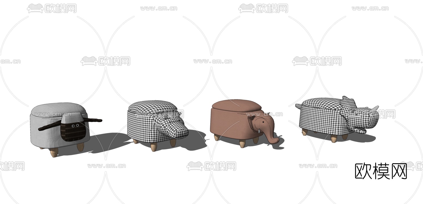 现代儿童羊大象凳子su模型下载