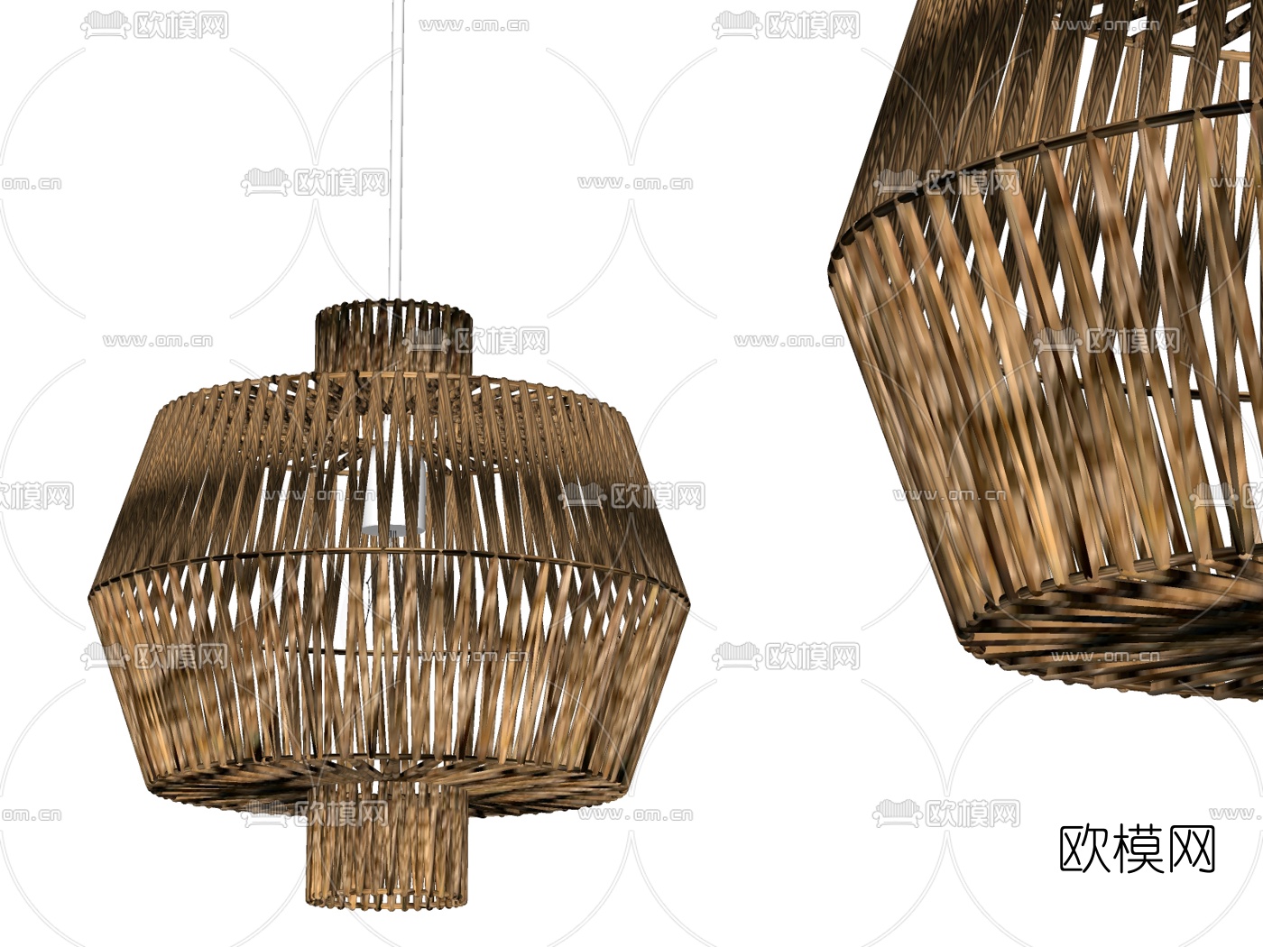新中式编织吊灯su模型下载（渲染图2）