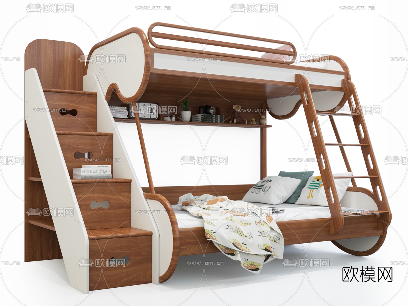 现代上下铺儿童床3d模型下载