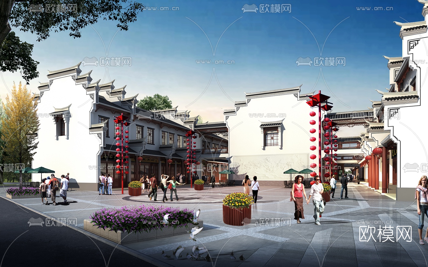 中式商业步行街3d模型