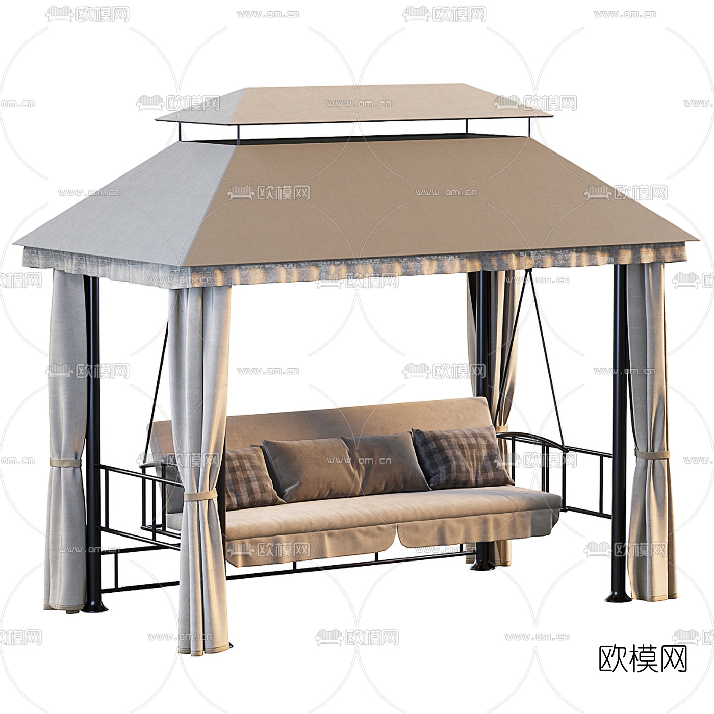 现代户外凉亭吊椅3d模型