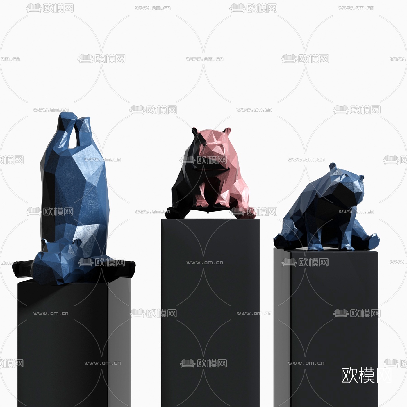 现代几何动物雕塑摆件3d模型