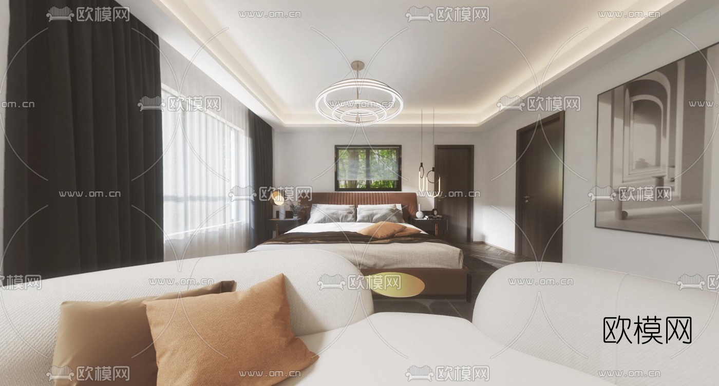 现代主卧室vr全景3d模型