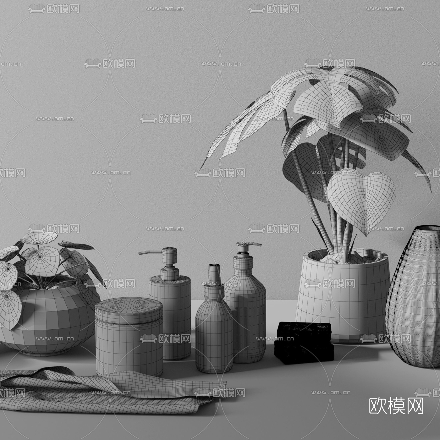 现代卫浴绿植烛台洗浴用品3d模型
