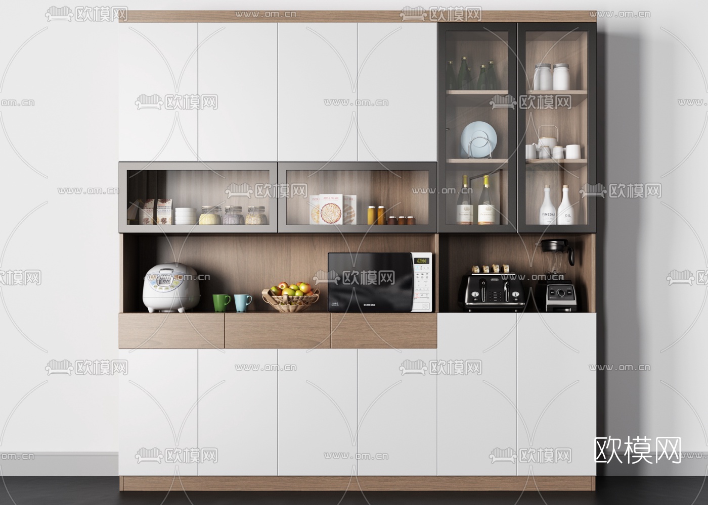 北欧原木餐边柜3d模型