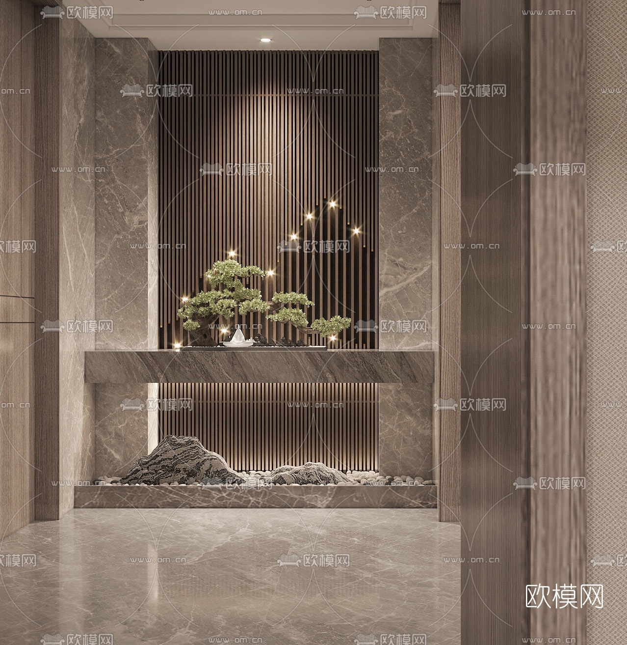 新中式门厅过道3d模型