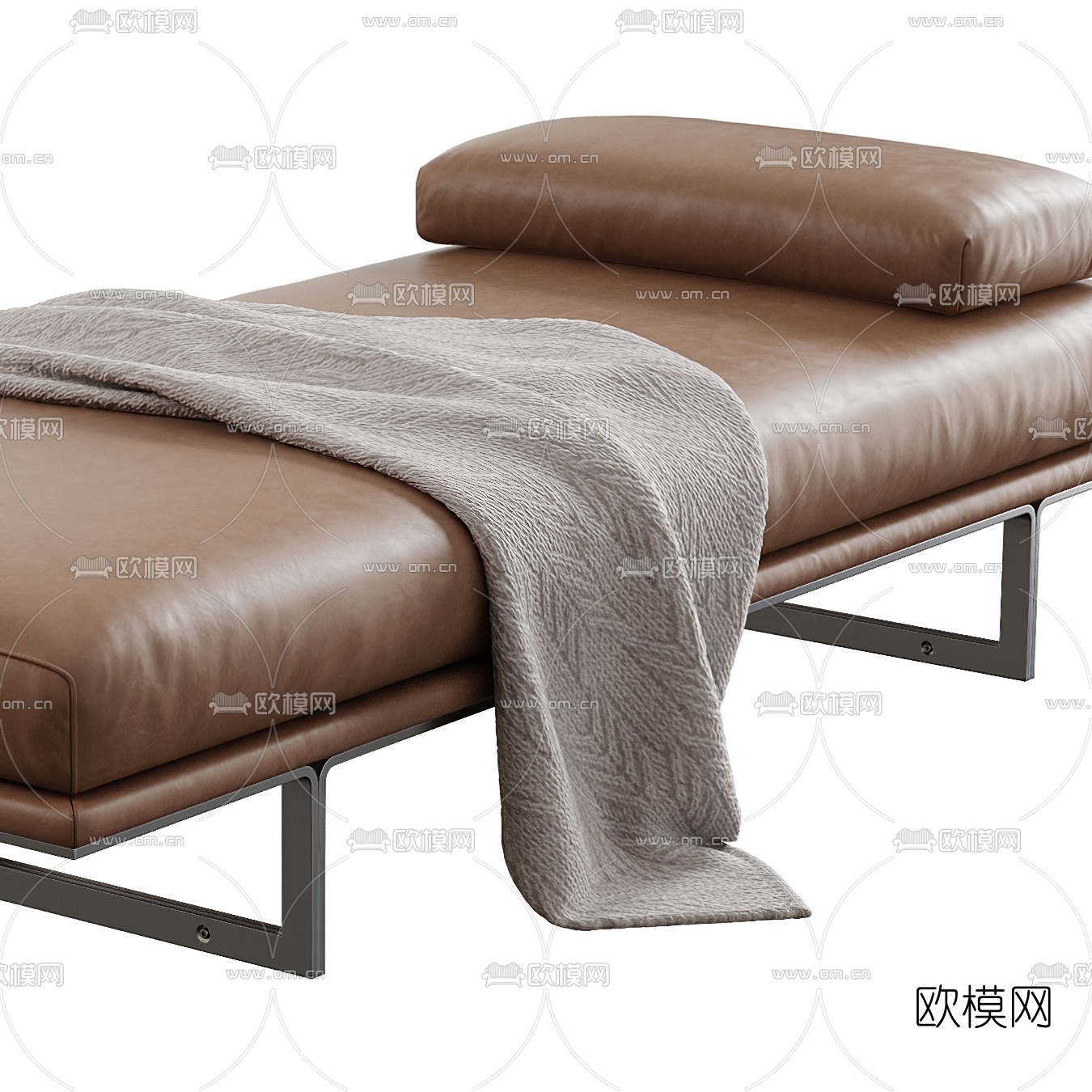 现代皮革脚踏3d模型下载（渲染图2）