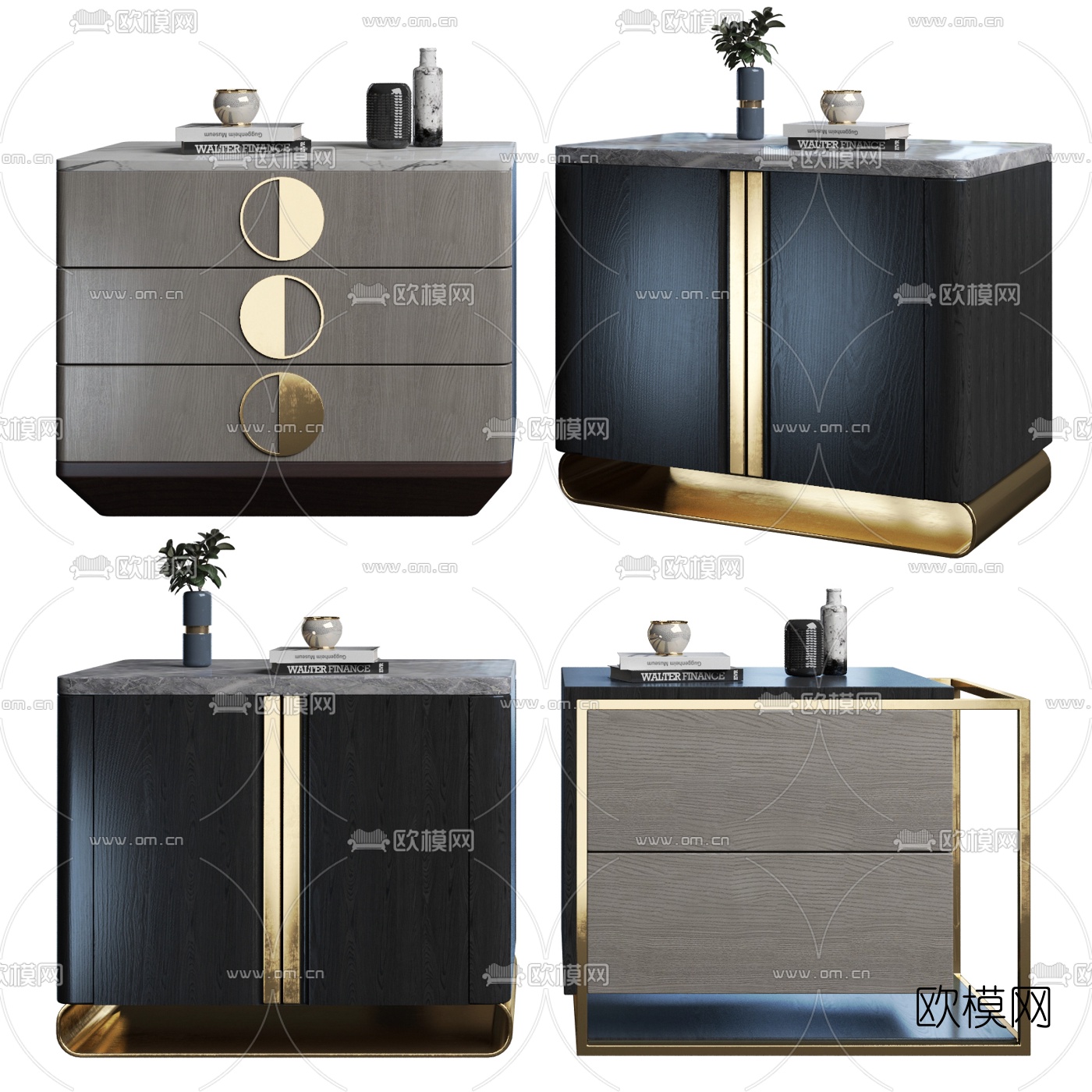 现代床头柜组合3d模型下载