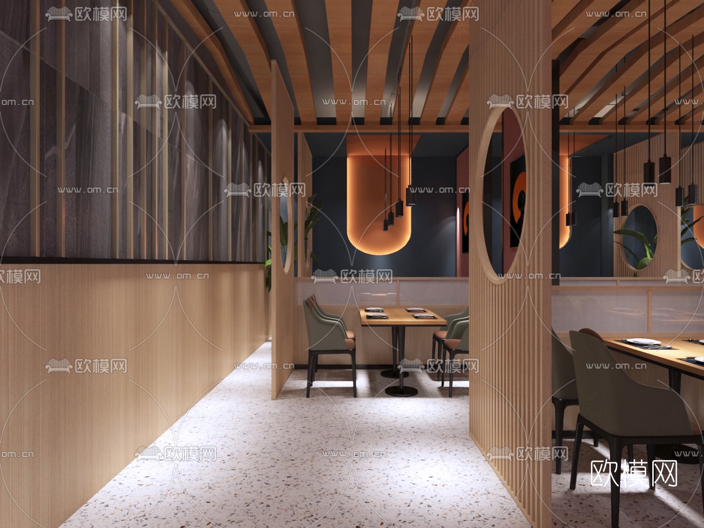 现代秦皇岛烧烤店免费3d模型下载（渲染图2）