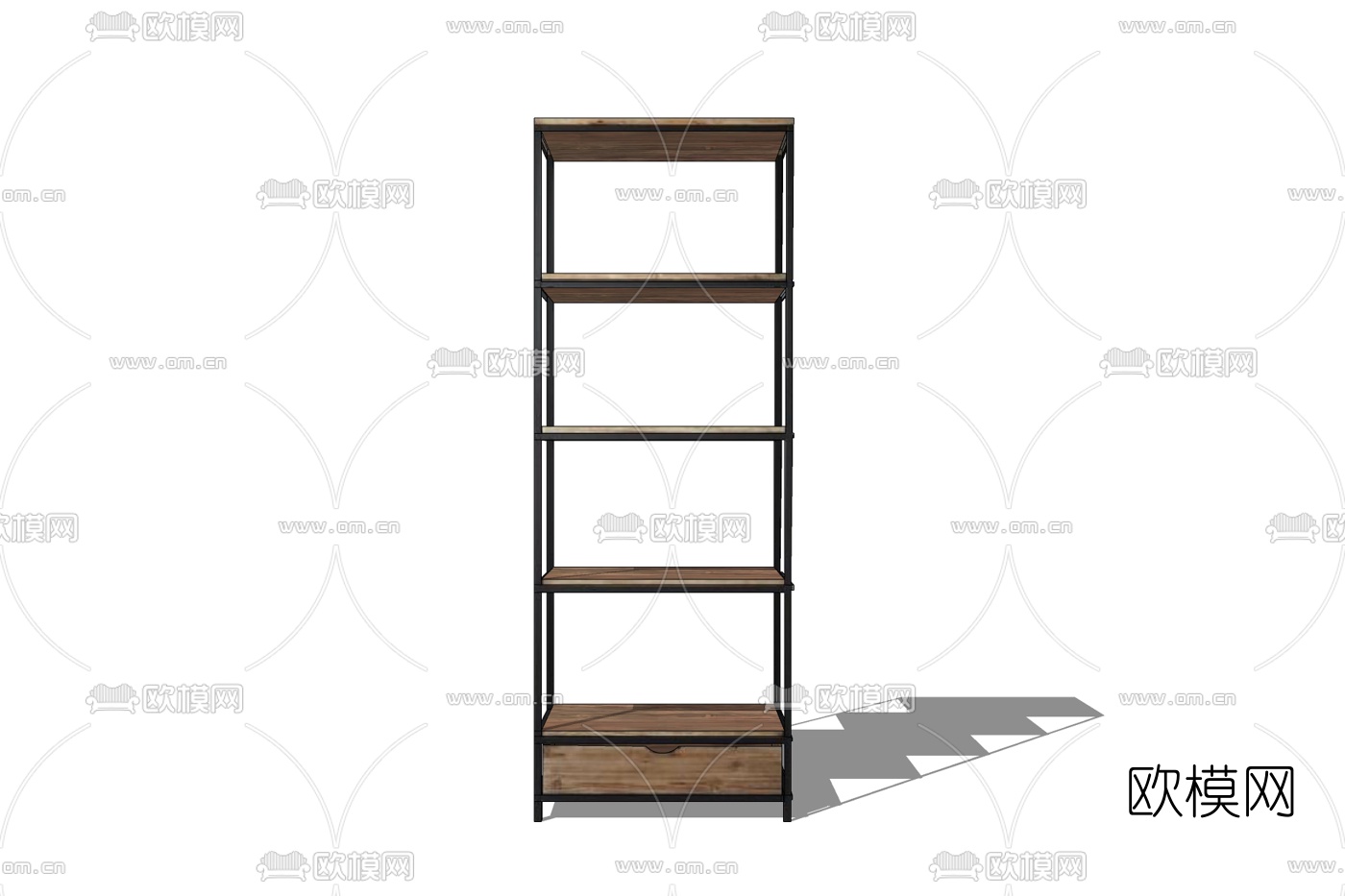 现代实木储物架免费su模型下载