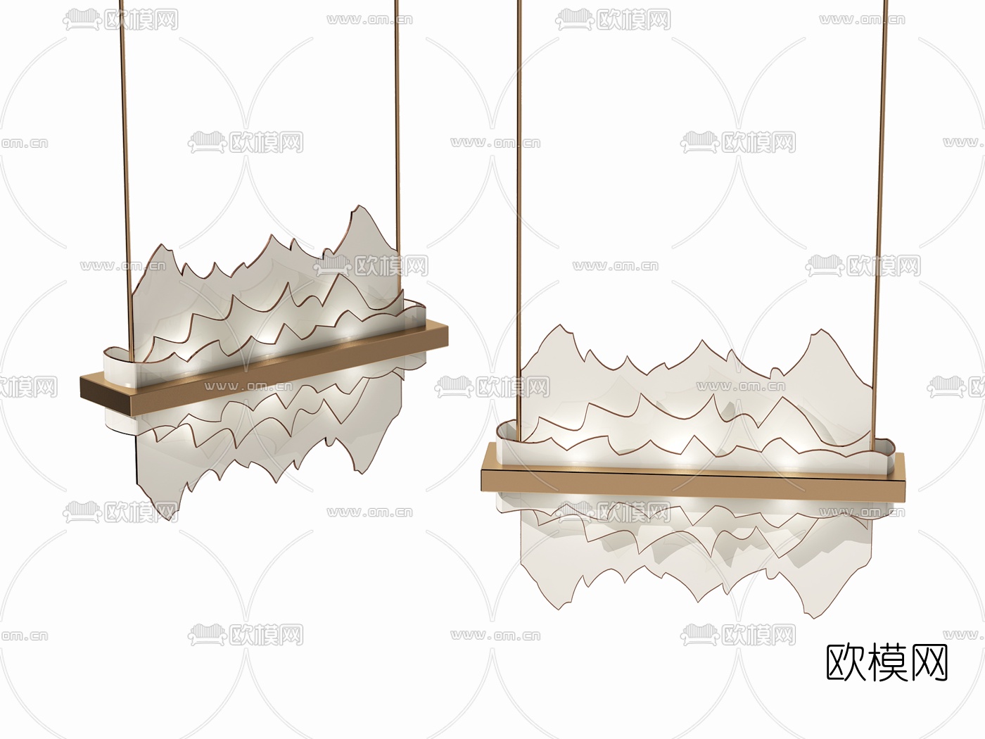 新中式装饰吊灯3d模型下载