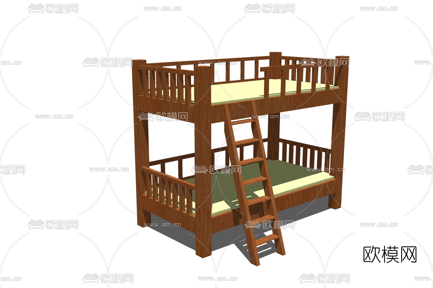 现代上下铺儿童床su模型下载