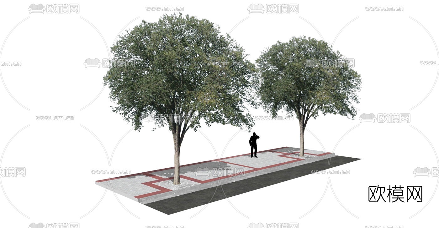 现代人行道花坛su模型下载（渲染图3）