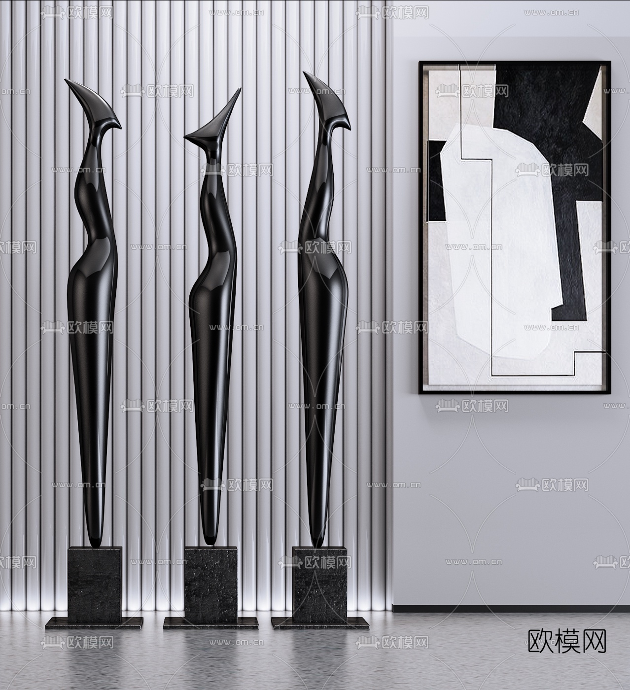 现代抽象雕塑摆件3d模型