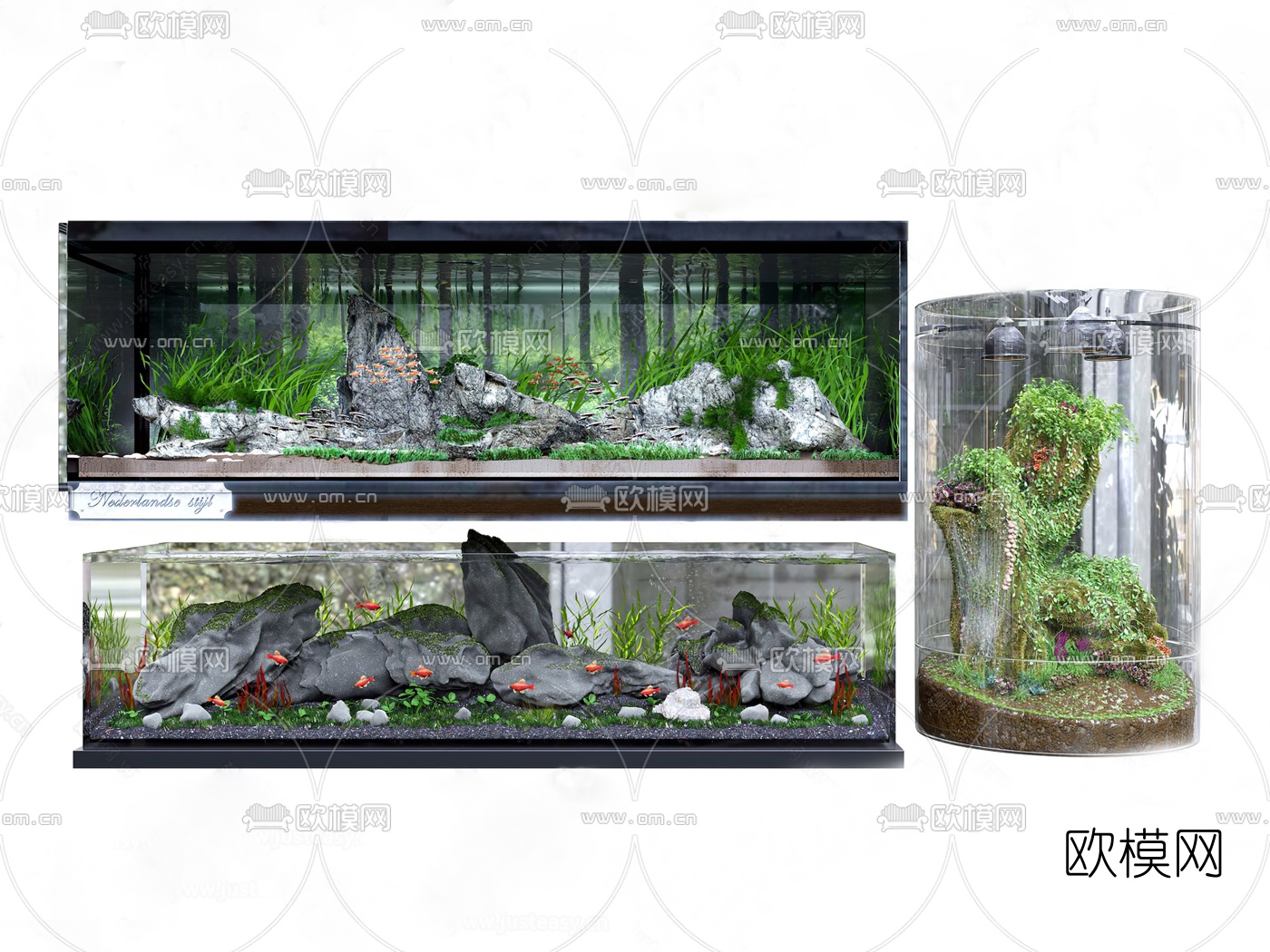 现代水族箱鱼缸3d模型