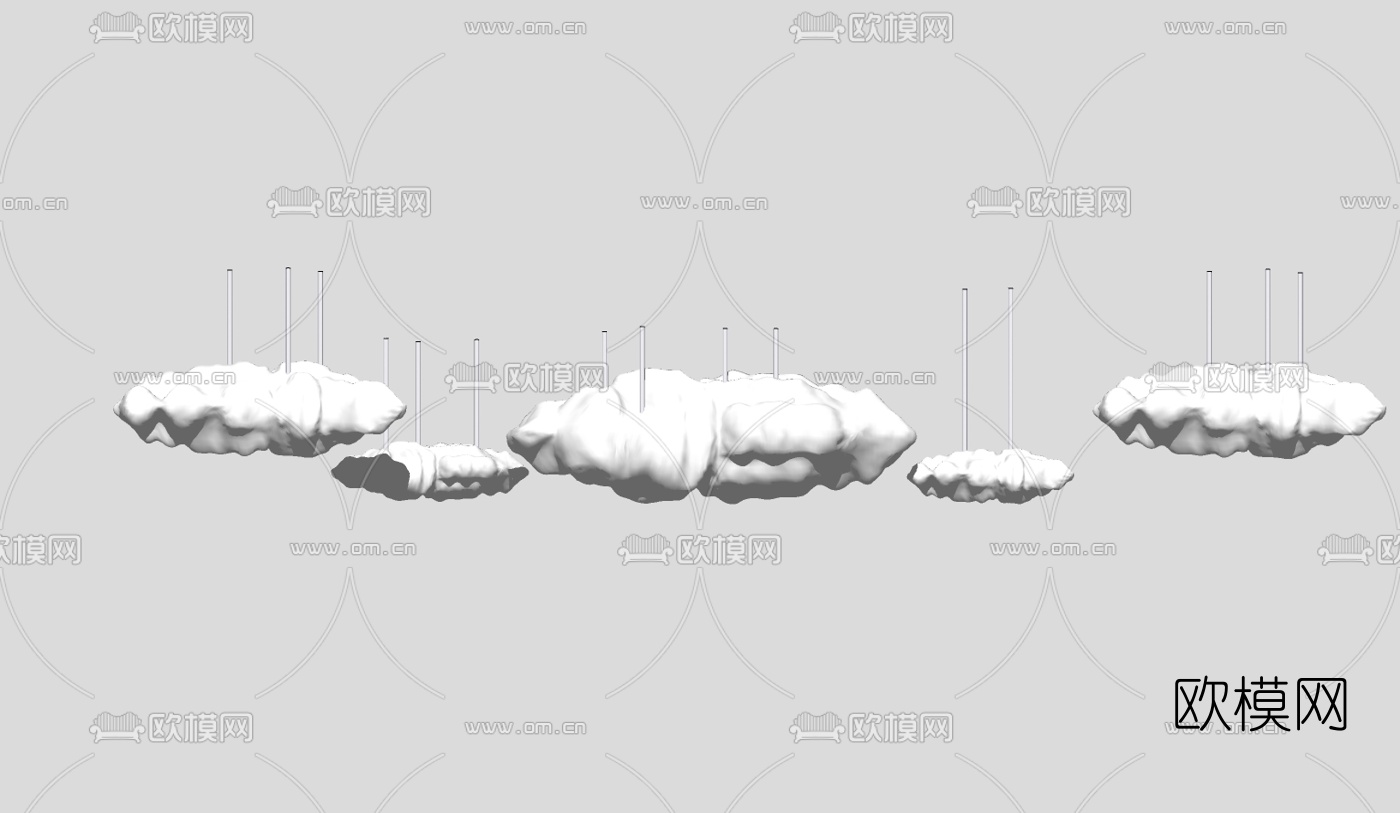 现代云朵装饰灯su模型下载