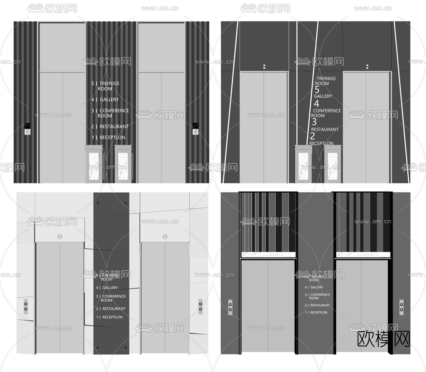现代电梯间su模型下载