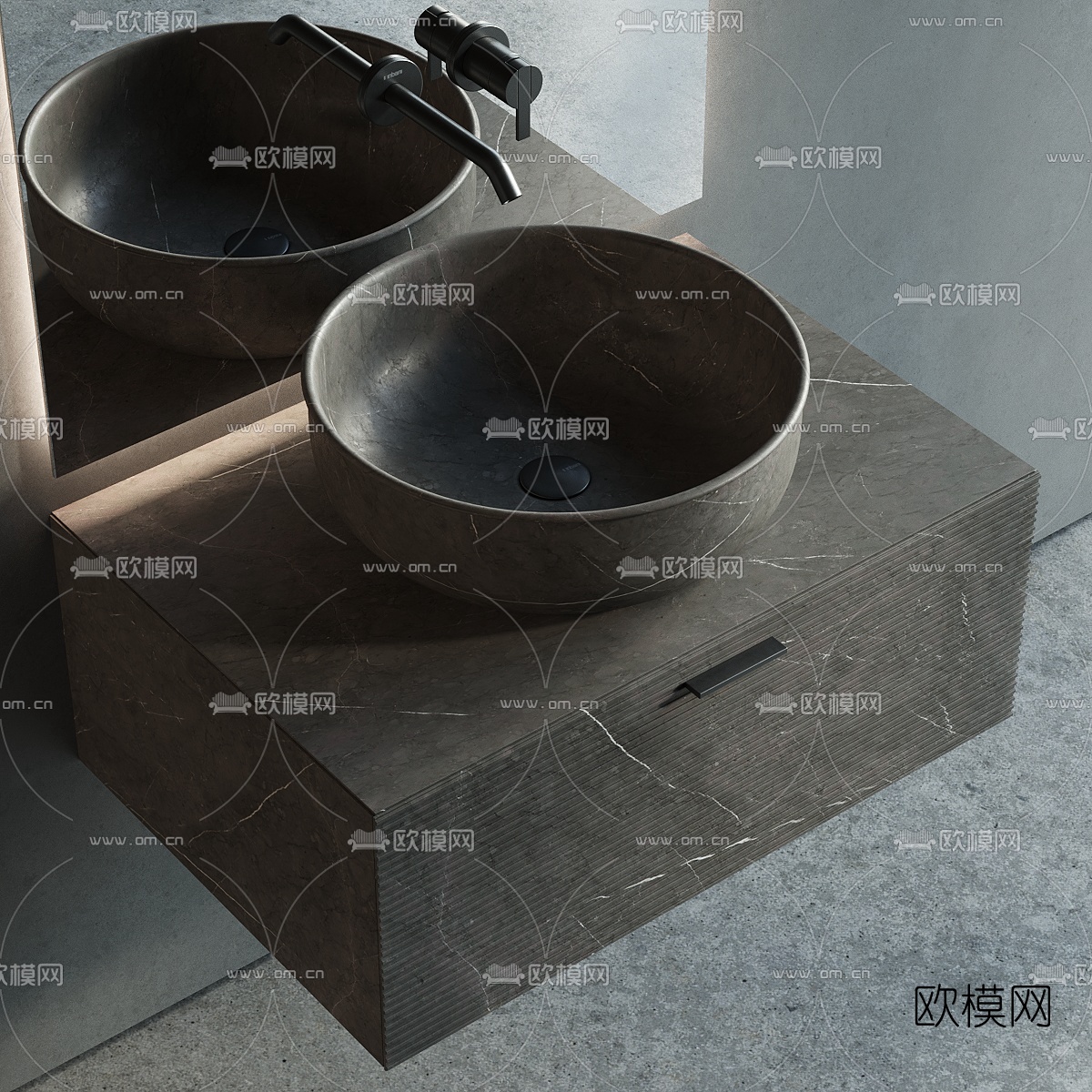 现代台盆洗手台3d模型下载（渲染图3）