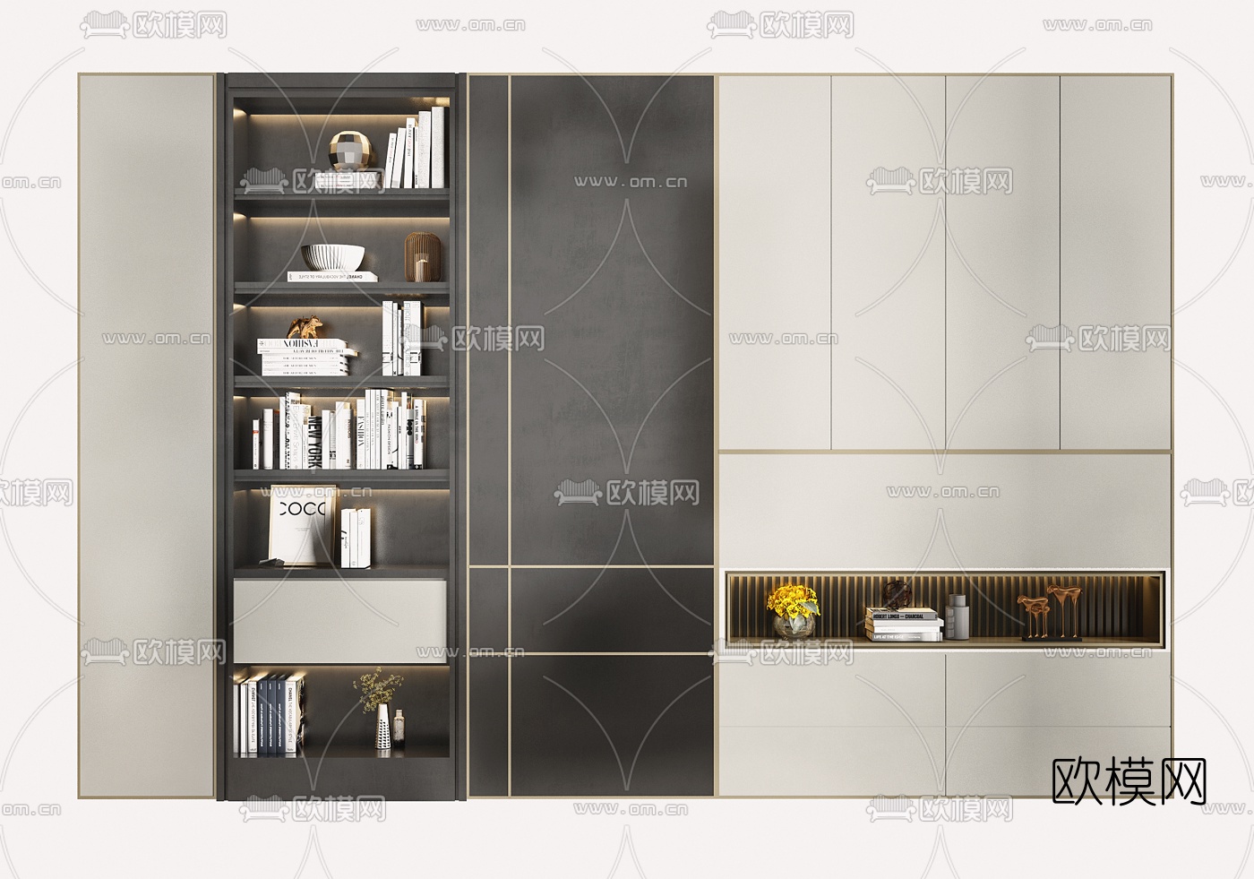 现代嵌入式装饰柜3d模型下载