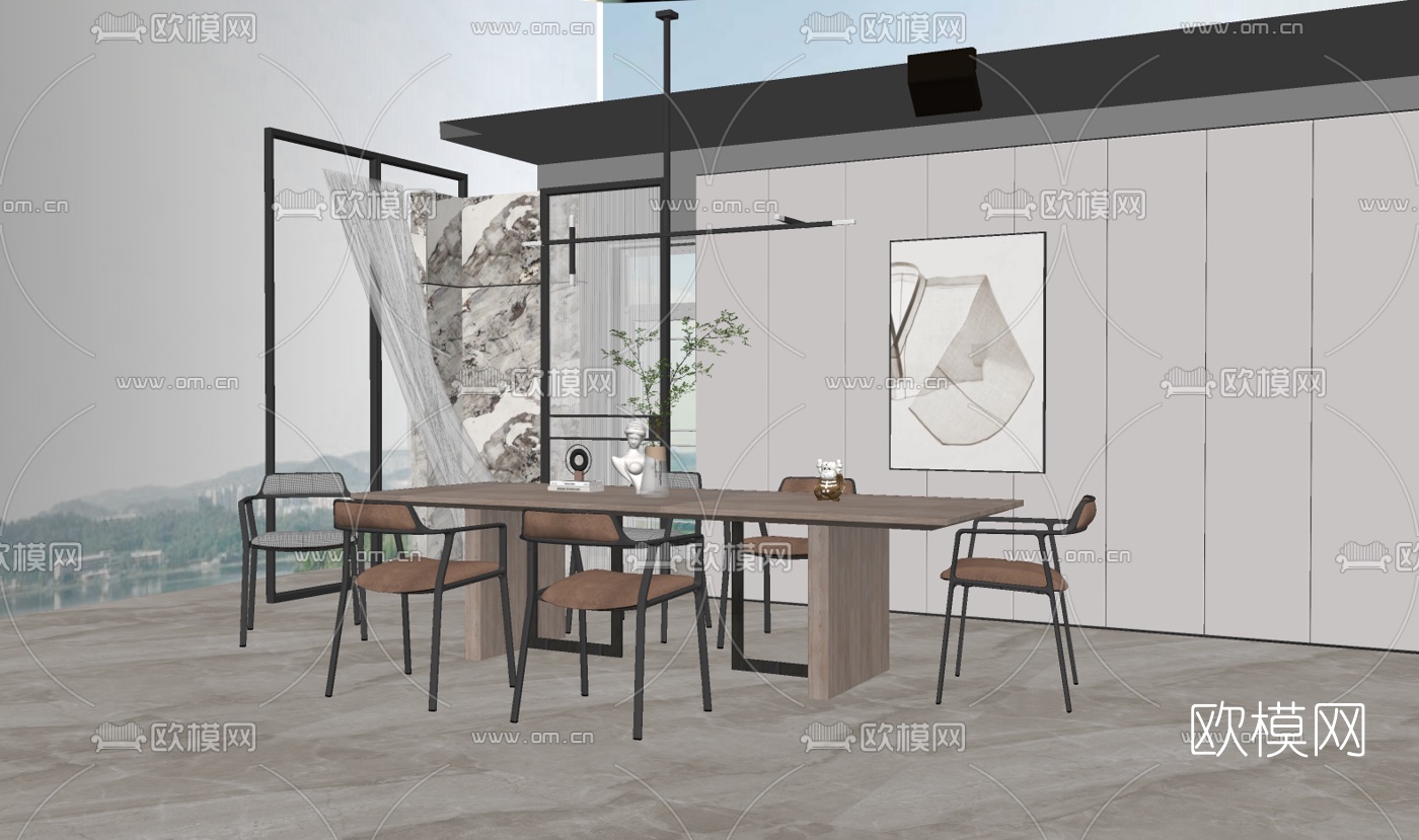现代餐桌椅su模型