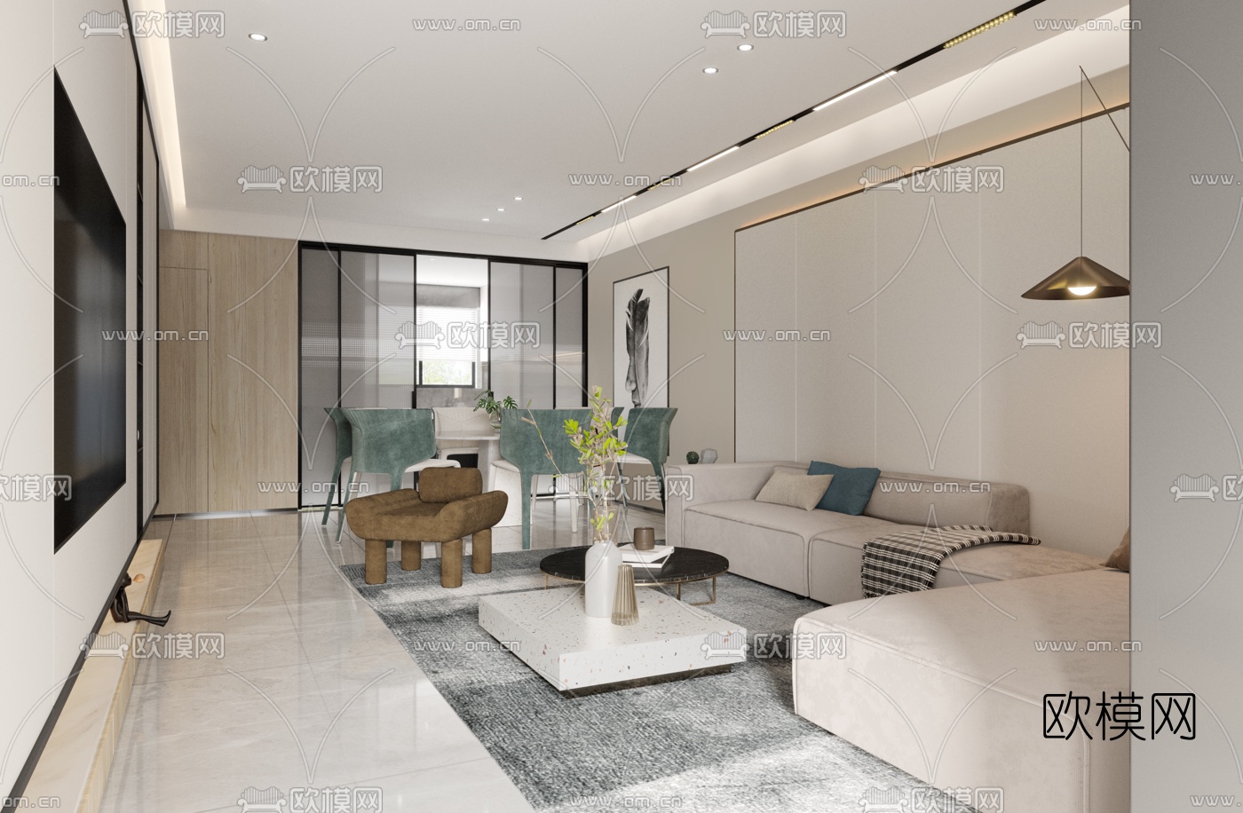 现代时尚客厅免费3d模型下载