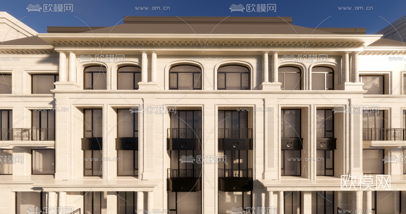 新古典高层住宅外观su模型下载（渲染图5）