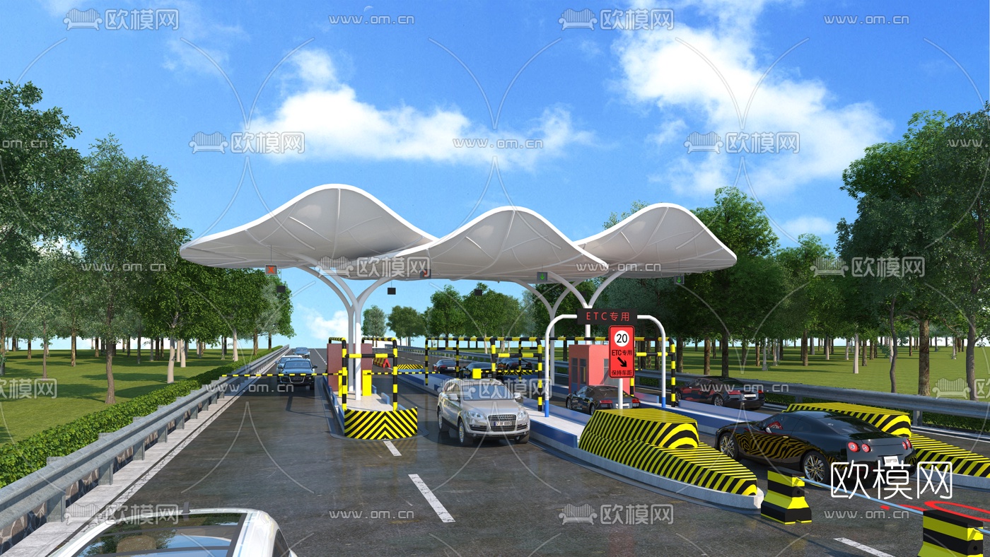 现代高速收费站3d模型