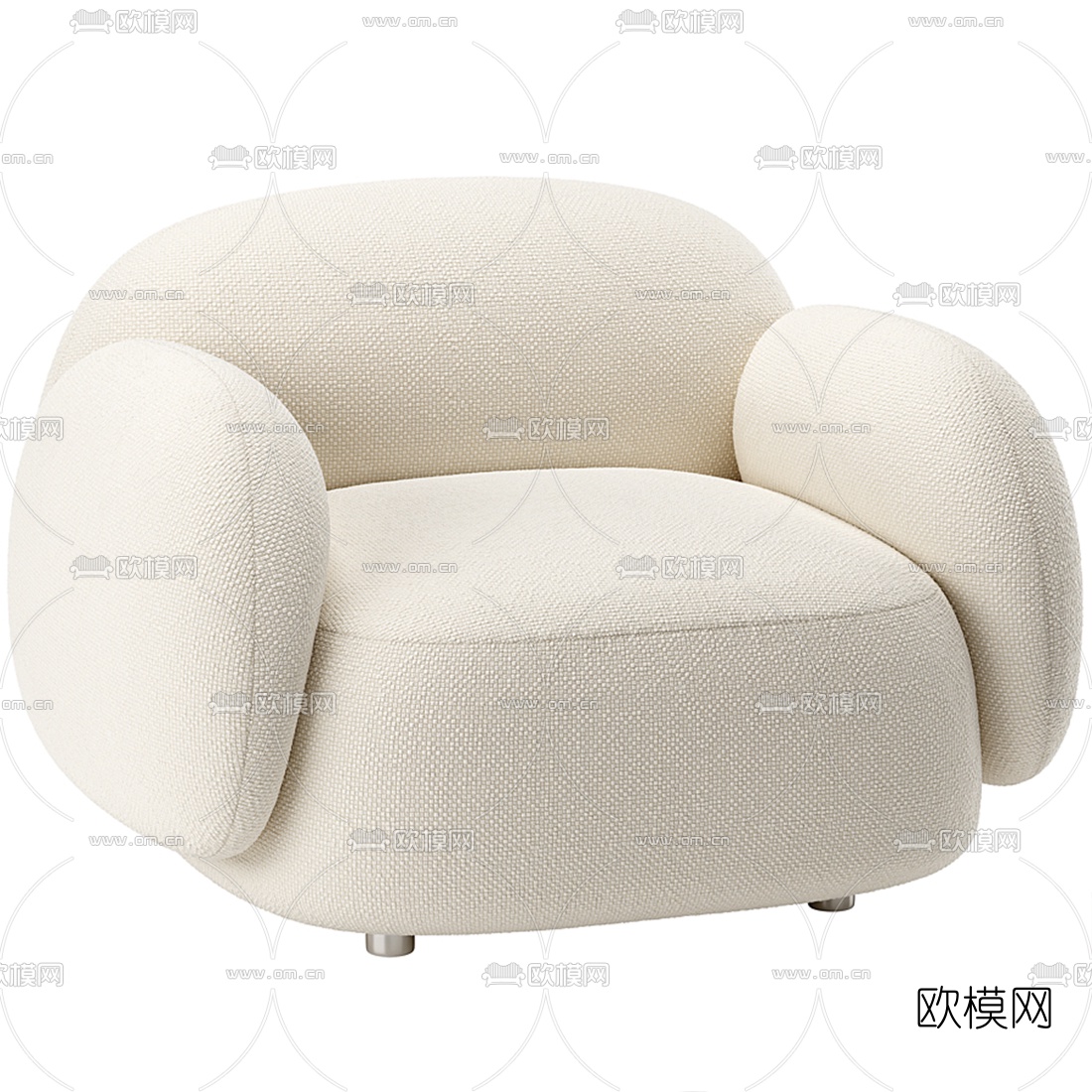 现代布艺单人沙发3d模型下载（渲染图1）