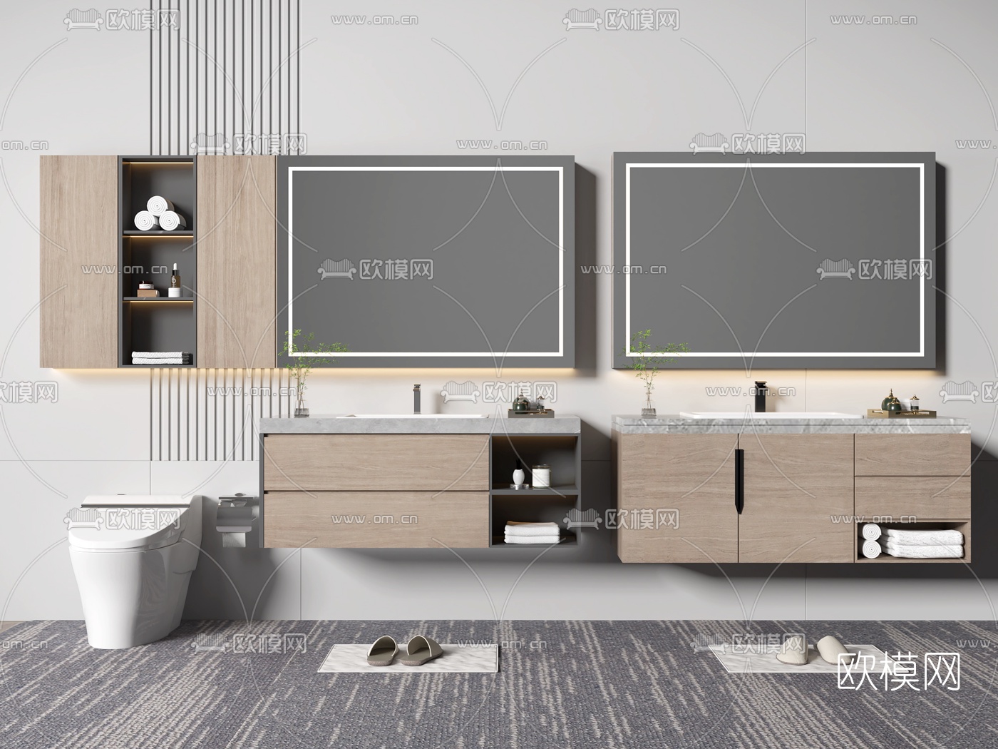 现代浴室柜架马桶3d模型