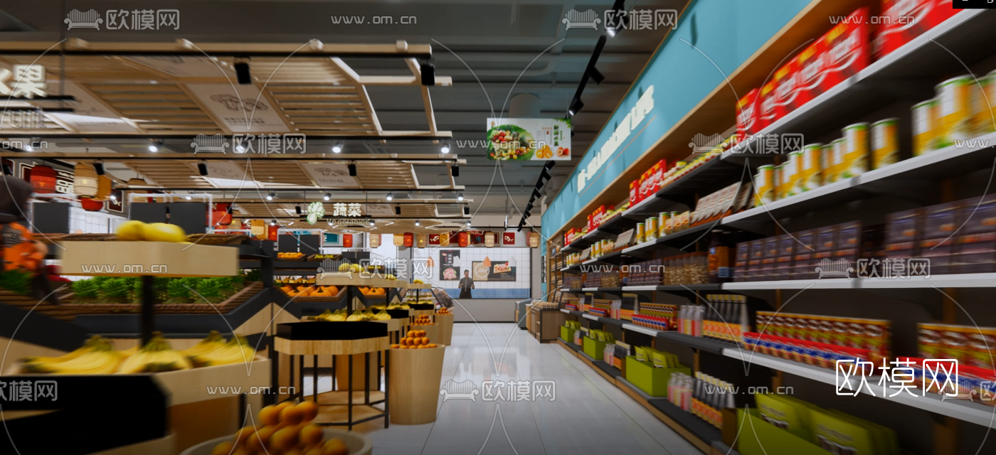 现代超市商场su模型下载（渲染图1）