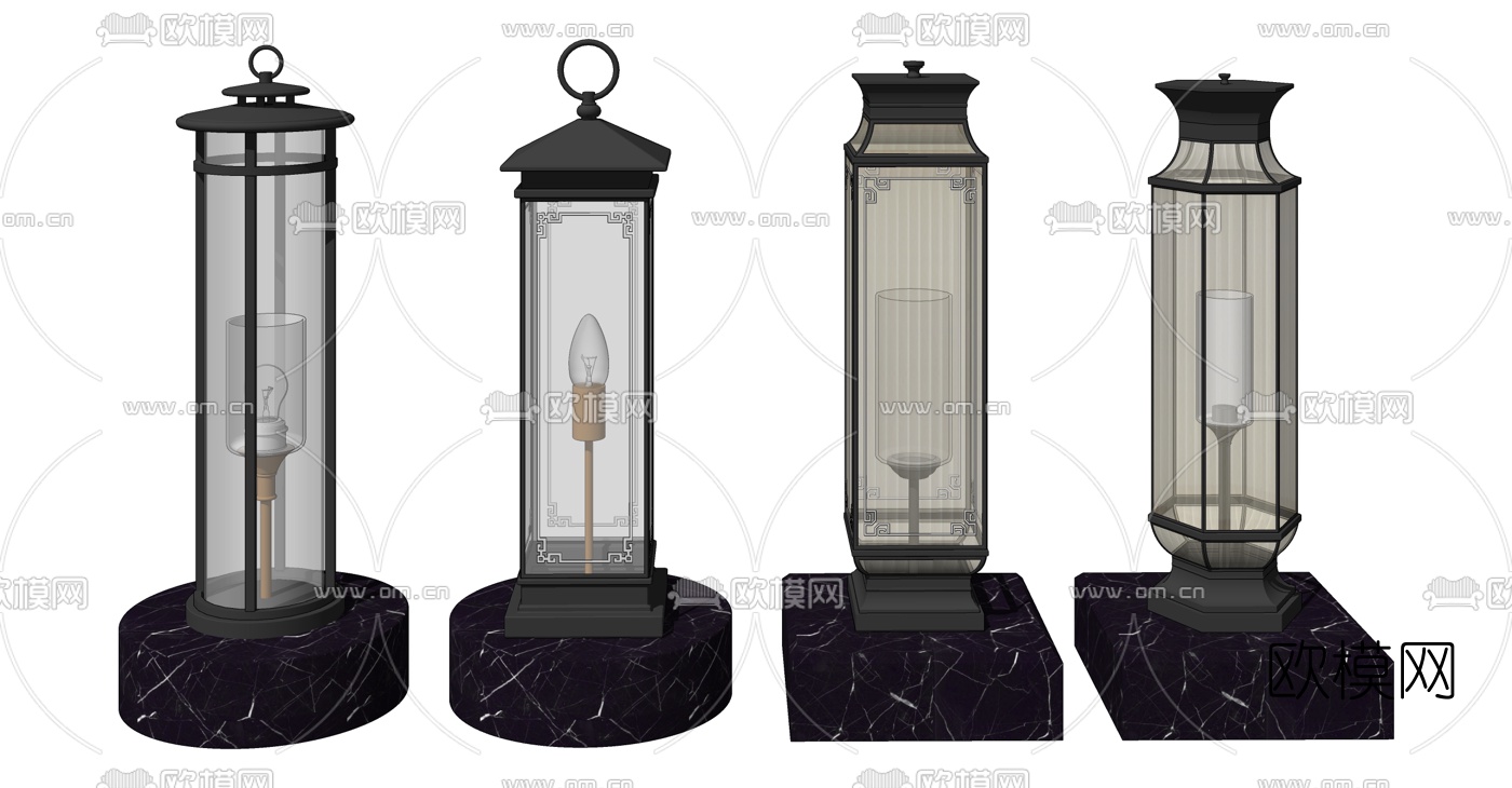 新中式户外灯庭院草坪灯su模型下载（渲染图1）