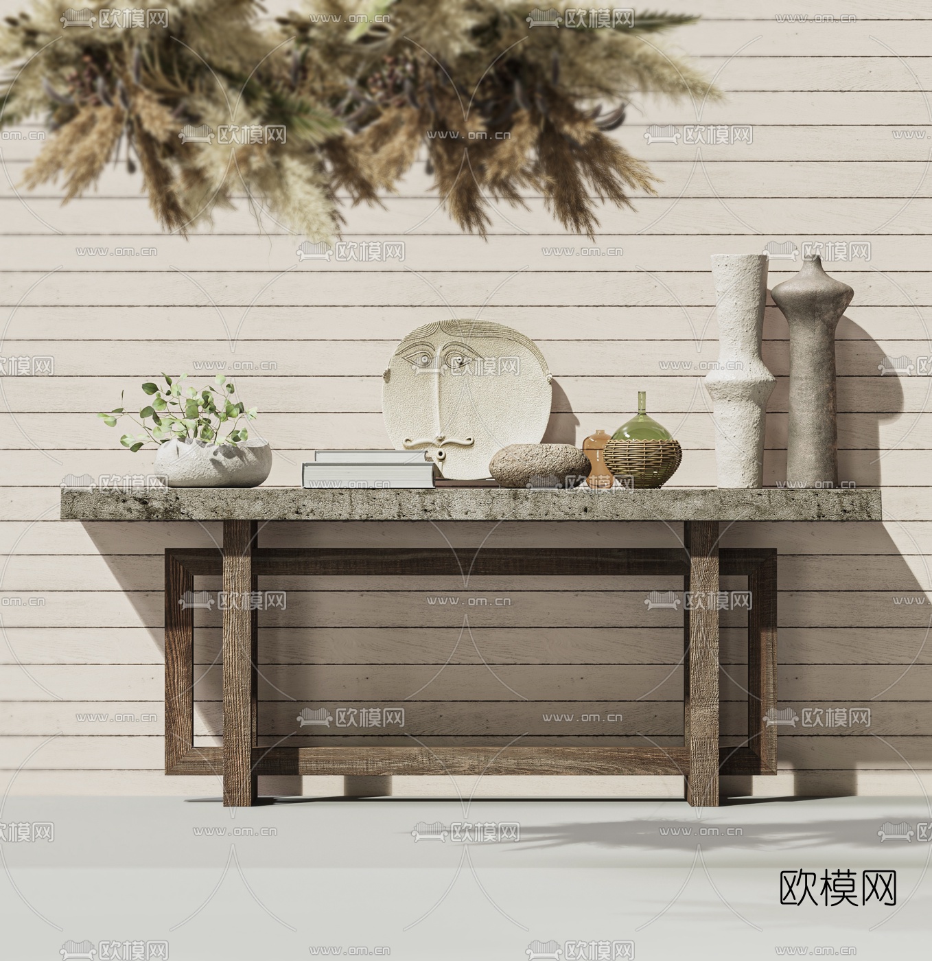 现代侘寂端景条案3d模型