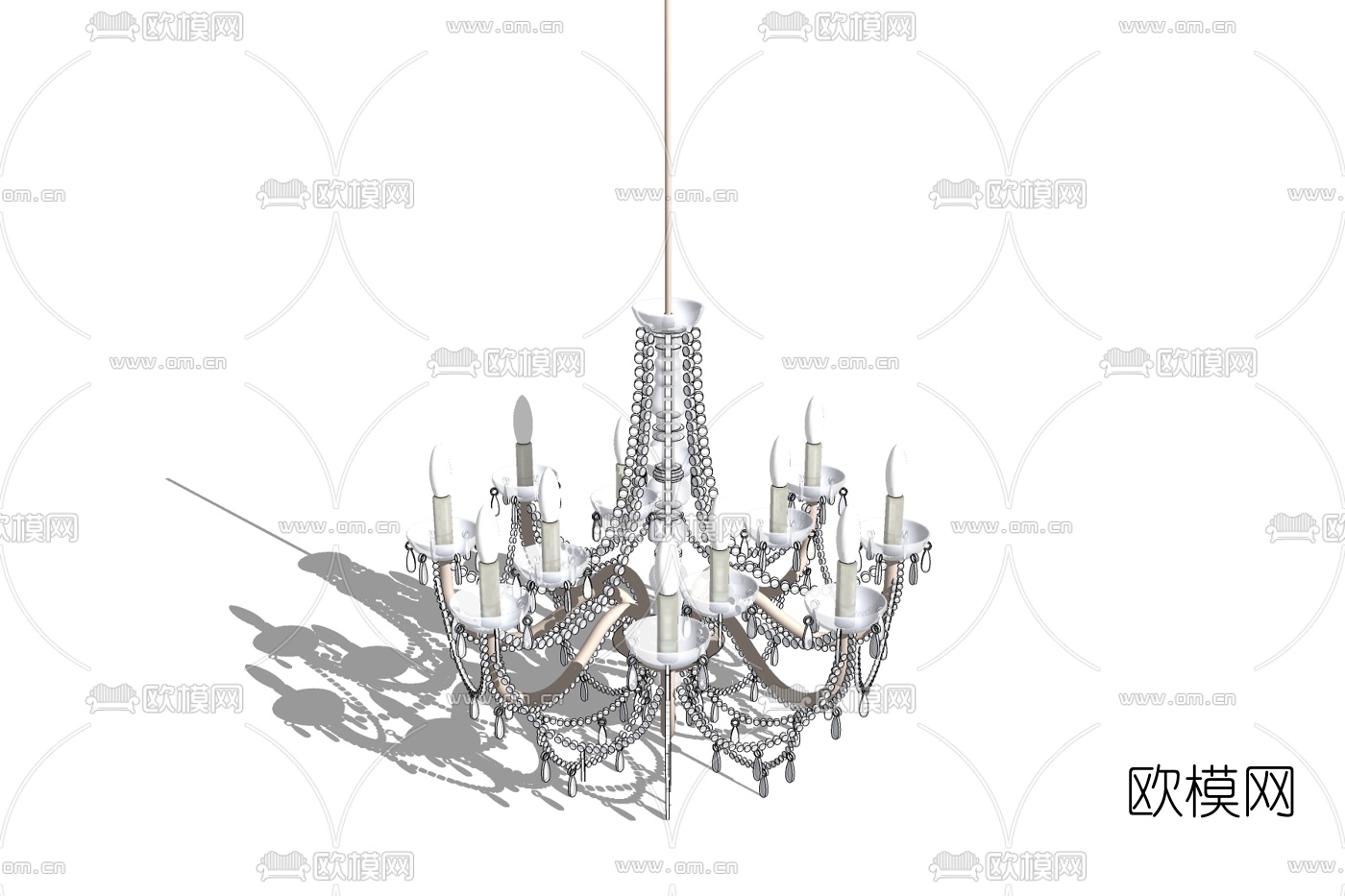 欧式水晶烛台吊灯免费su模型下载