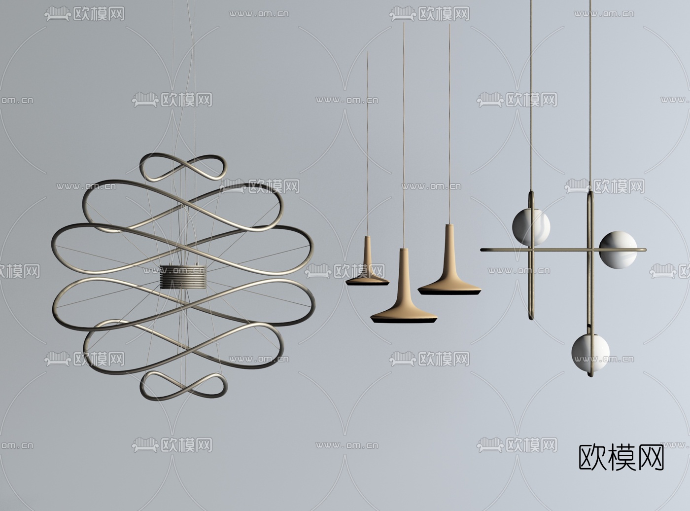 现代轻奢吊灯su模型下载
