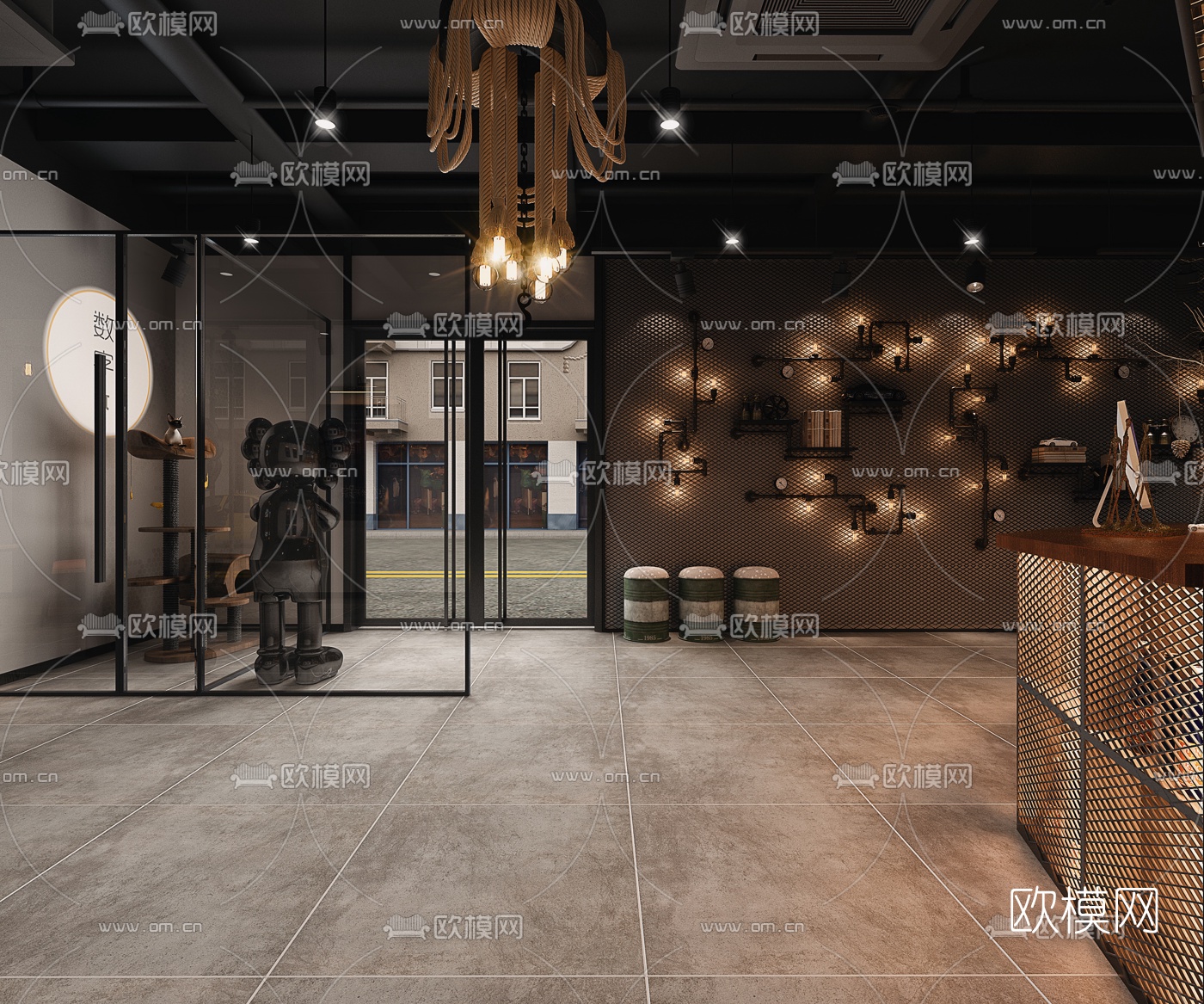 工业风剧本杀游戏厅3d模型