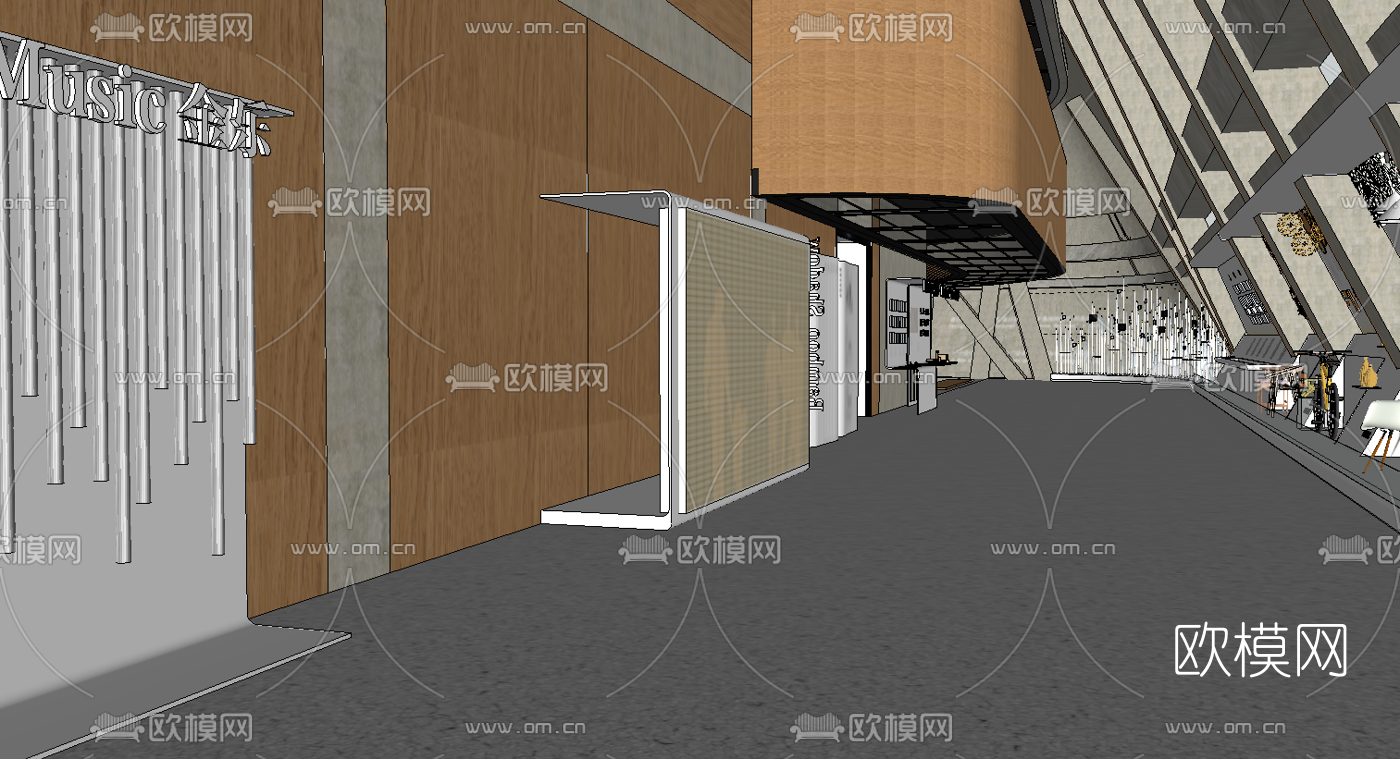 现代少年宫博物馆su模型下载（渲染图2）