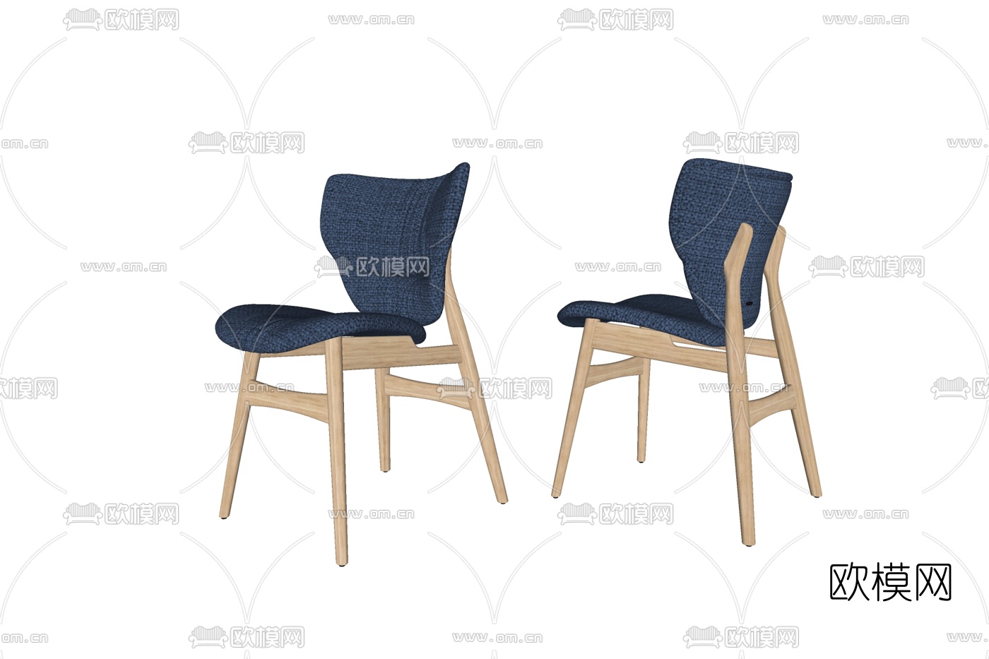 北欧原木单椅su模型下载
