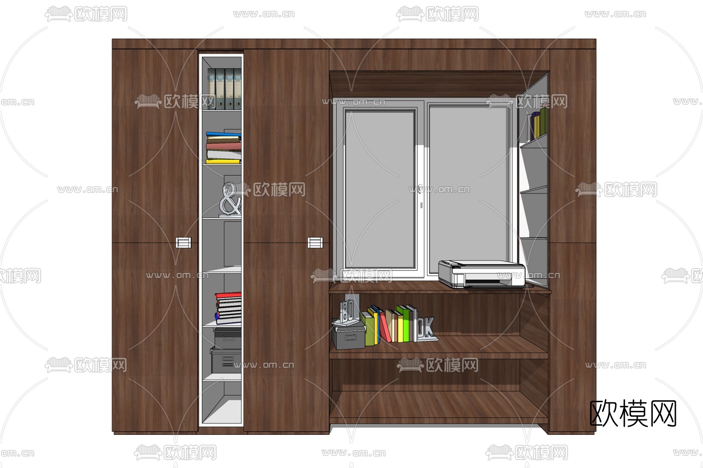 现代实木文件柜免费su模型下载