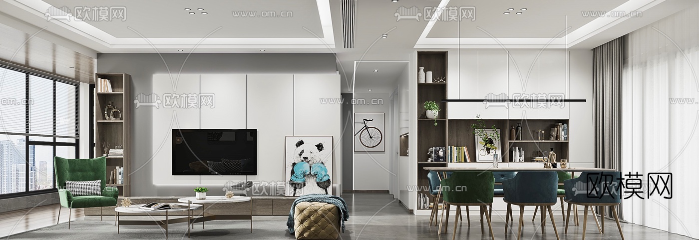 北欧简约客厅餐厅3d模型