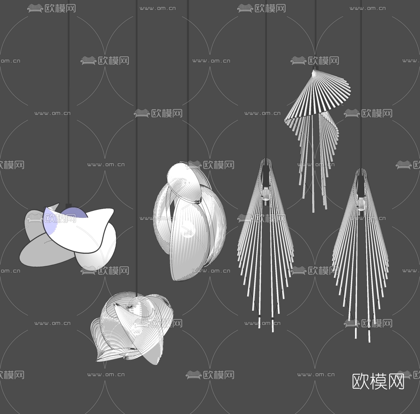 现代轻奢吊灯su模型下载（渲染图2）