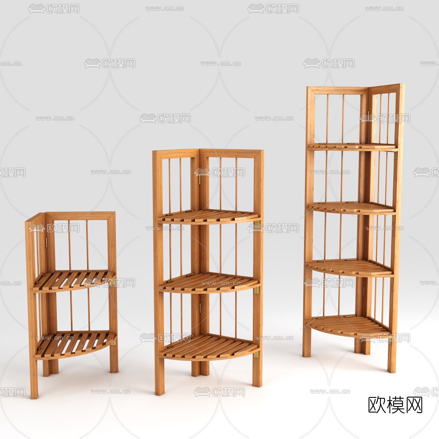 北欧墙角置物架免费3d模型下载（渲染图2）