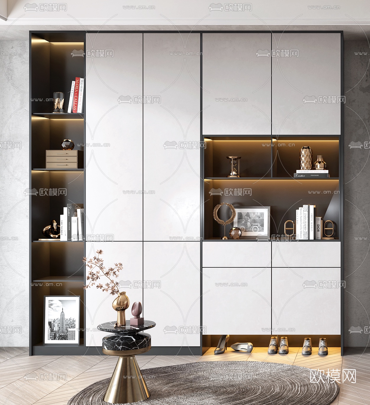 现代鞋柜3d模型下载（渲染图2）