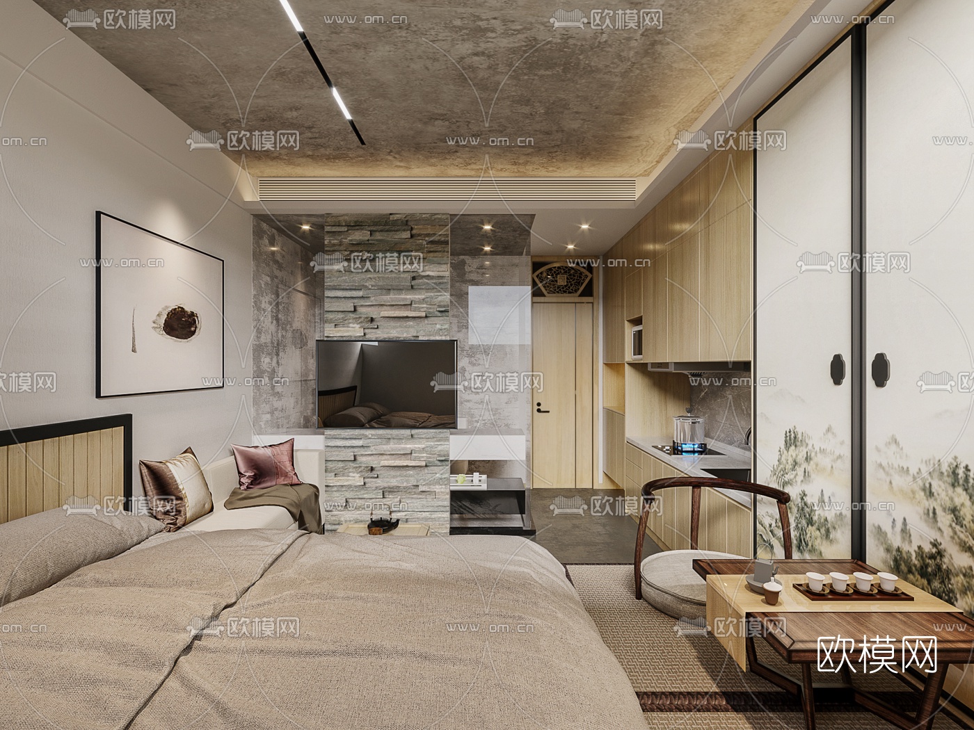 日式简约公寓3d模型