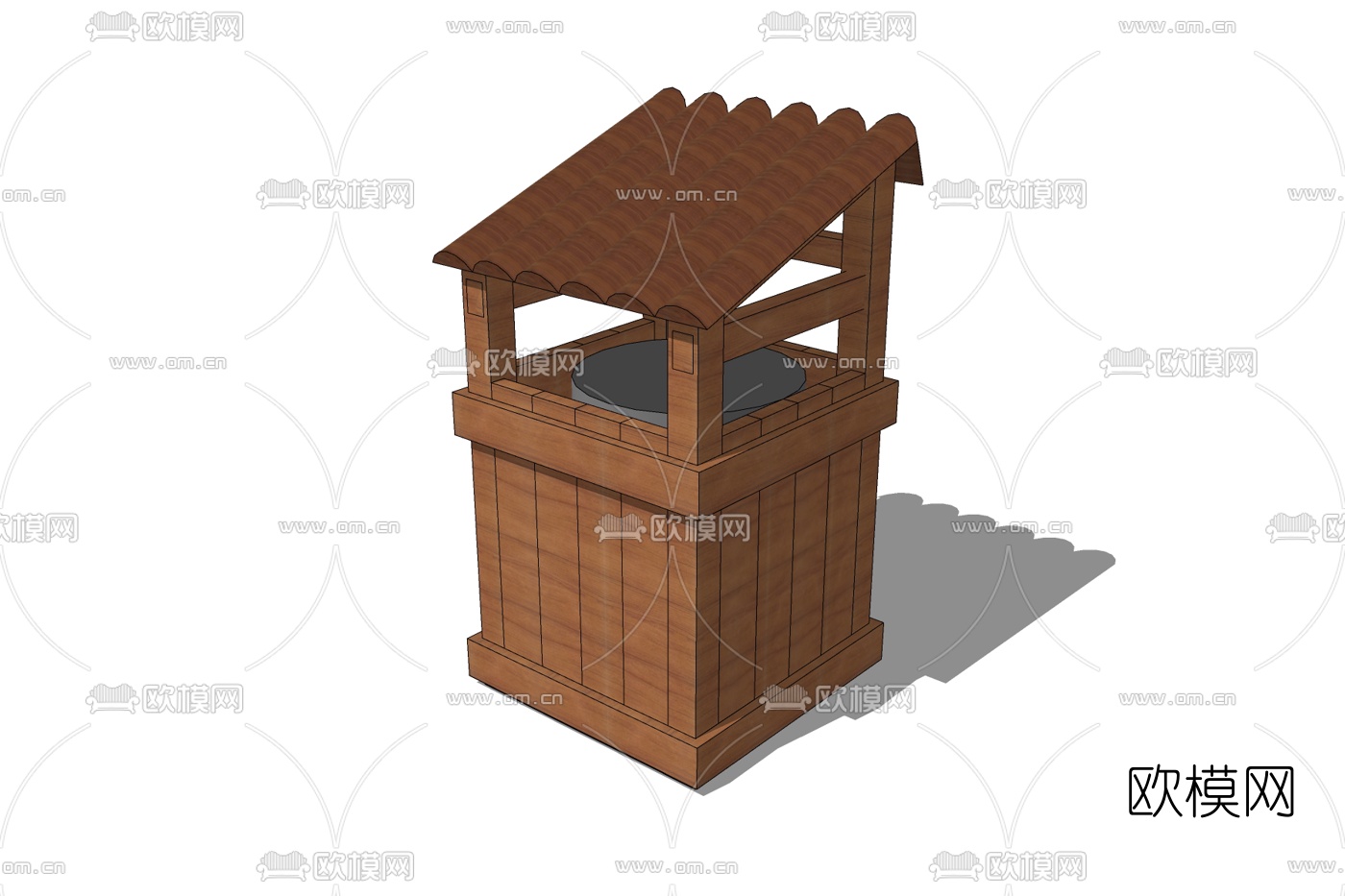 新中式户外垃圾桶免费su模型下载
